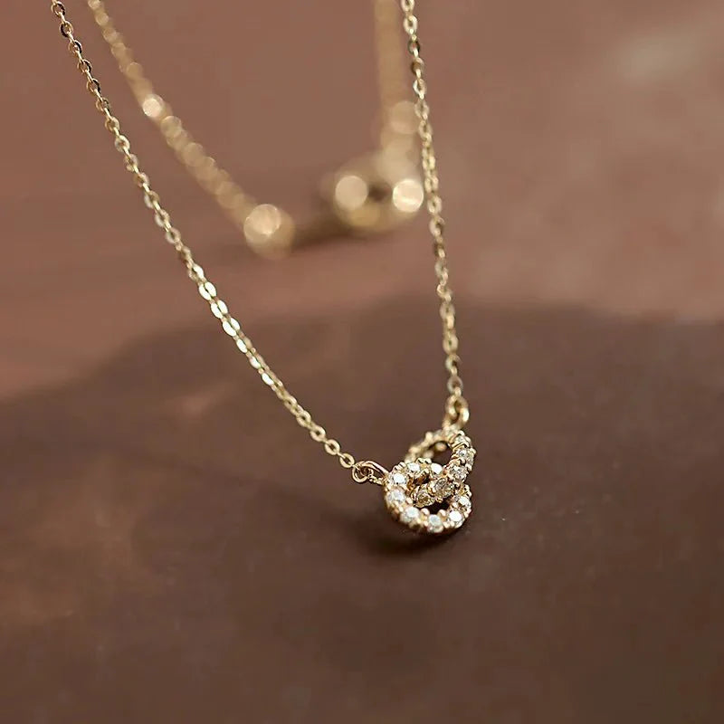 Brehn | 14K S925 miteinander verbundene Diamantkreise Halskette