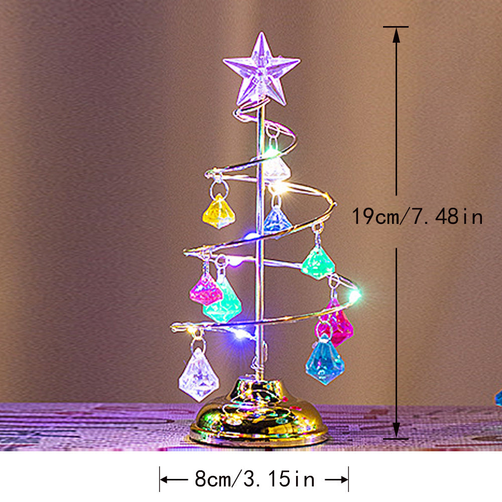 Dekorative LED-Weihnachtsbaum-Tischleuchte aus Metall und Acryl