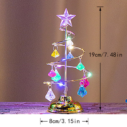 Dekorative LED-Weihnachtsbaum-Tischleuchte aus Metall und Acryl