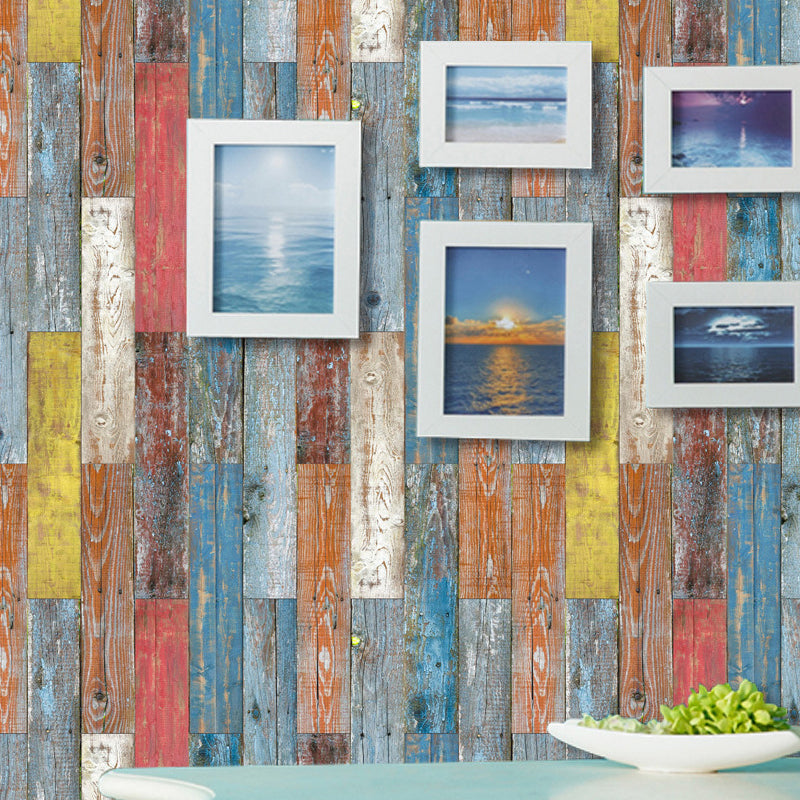Brehn | Mediterrane Shiplap-Klebefolie für das Wohnzimmer 8,6 Quadratfuß Wanddekoration in Rot-Gelb-Blau