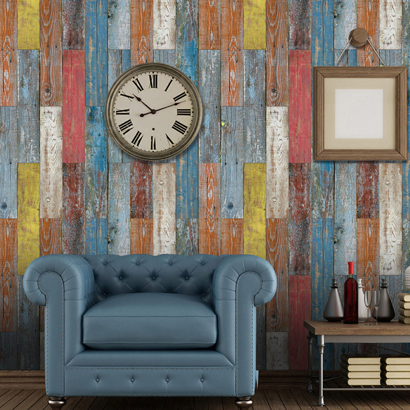 Brehn | Mediterrane Shiplap-Klebefolie für das Wohnzimmer 8,6 Quadratfuß Wanddekoration in Rot-Gelb-Blau