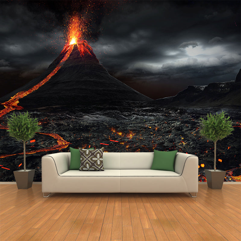 Brehn | Vulkaneruption Wandtapete Schwarz Moderner Stil Wanddekoration für das Schlafzimmer, Maßanfertigung