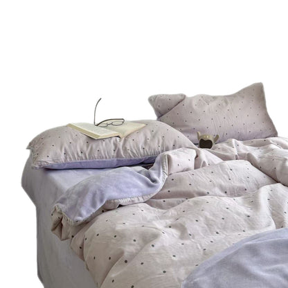 Warmes Bettwäsche-Set mit Punktmuster, Milchfaser-Fleece