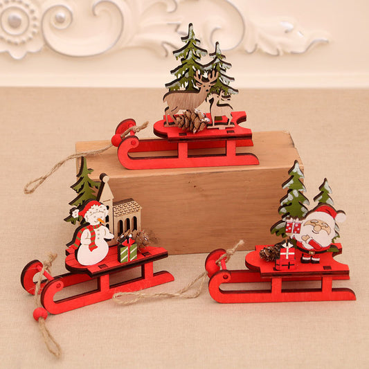 Holz Weihnachtsmann Schlitten Dekoration Brehn