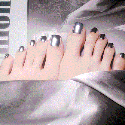 Metallic Pediküre Press-On Nagel Set