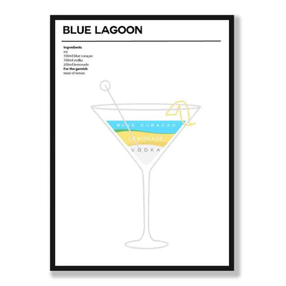 Blauer Lagune - Minimales Cocktail-Poster