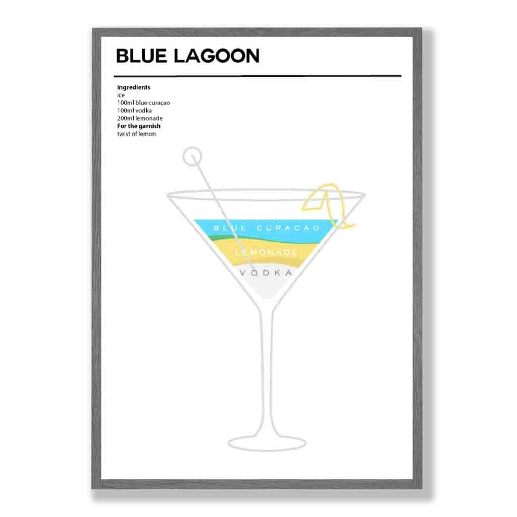 Blauer Lagune - Minimales Cocktail-Poster