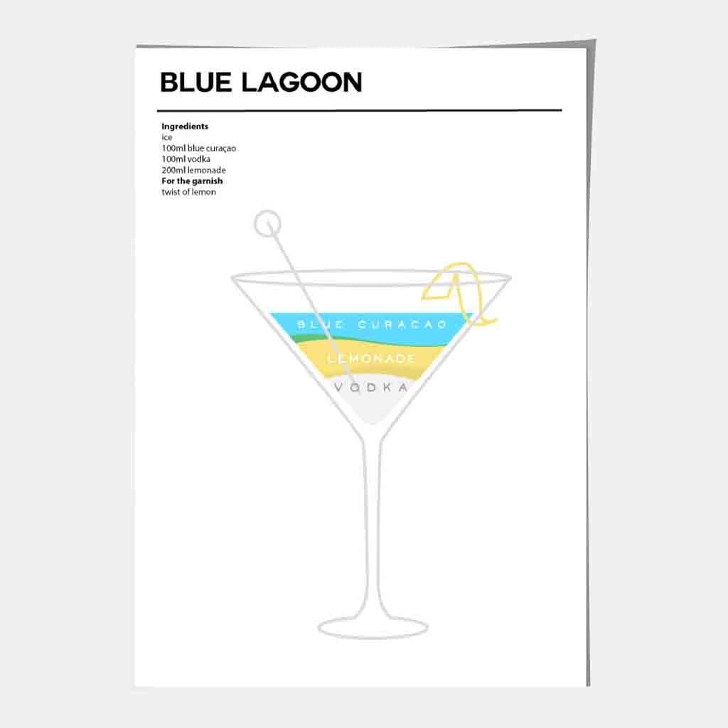 Blauer Lagune - Minimales Cocktail-Poster
