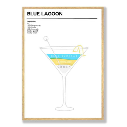 Blauer Lagune - Minimales Cocktail-Poster