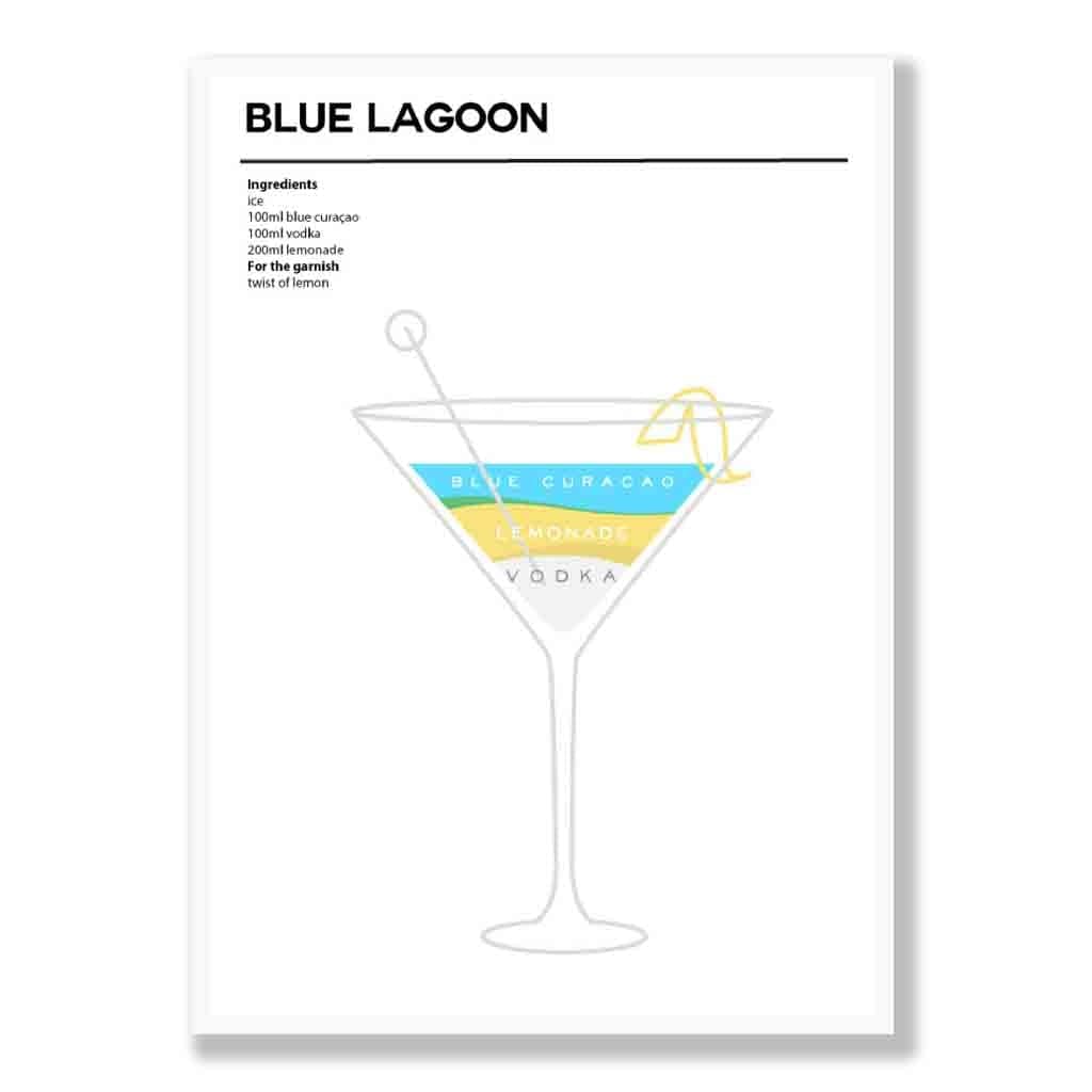 Blauer Lagune - Minimales Cocktail-Poster