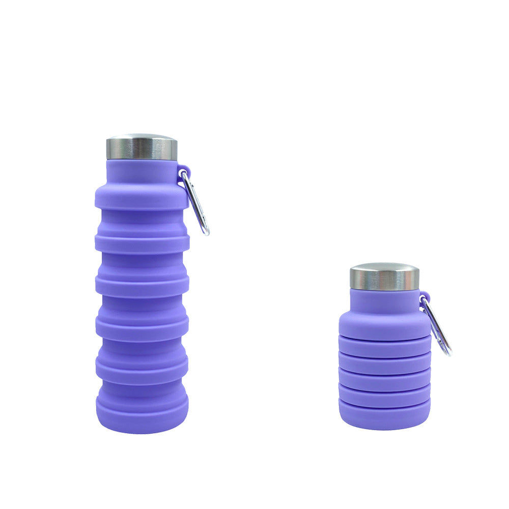 Damen praktische und kompakte Silikon-Trinkflasche mit Karabiner und Edelstahlverschluss Brehn