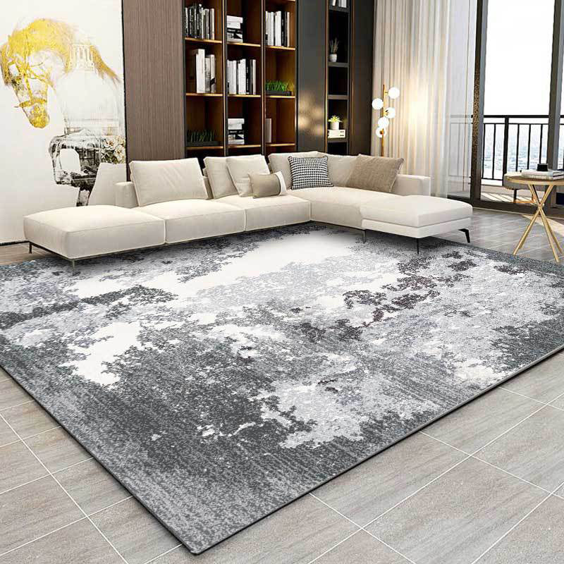 Brehn | Grijs en Wit Hedendaags Tapijt Polyester Abstract Tapijt Wasbaar Antislip Achterkant Vloerkleed voor Woonkamer