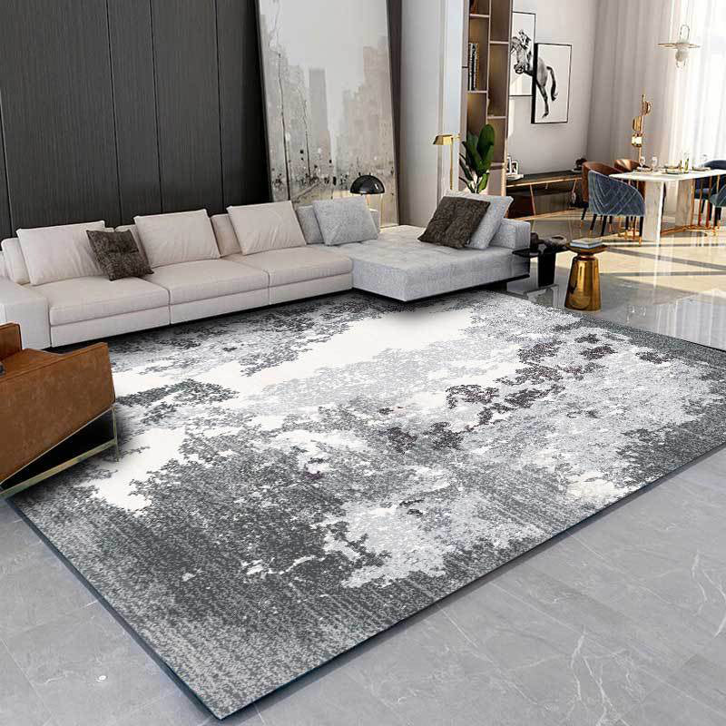 Brehn | Grijs en Wit Hedendaags Tapijt Polyester Abstract Tapijt Wasbaar Antislip Achterkant Vloerkleed voor Woonkamer