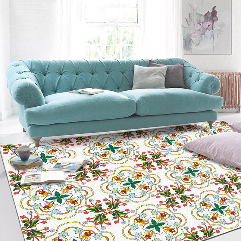 Brehn | Elfenbein Schlafzimmer Teppich Marokkanisches Muster Bereichsteppich Polyester Waschbar Fleckenbeständiger Teppich