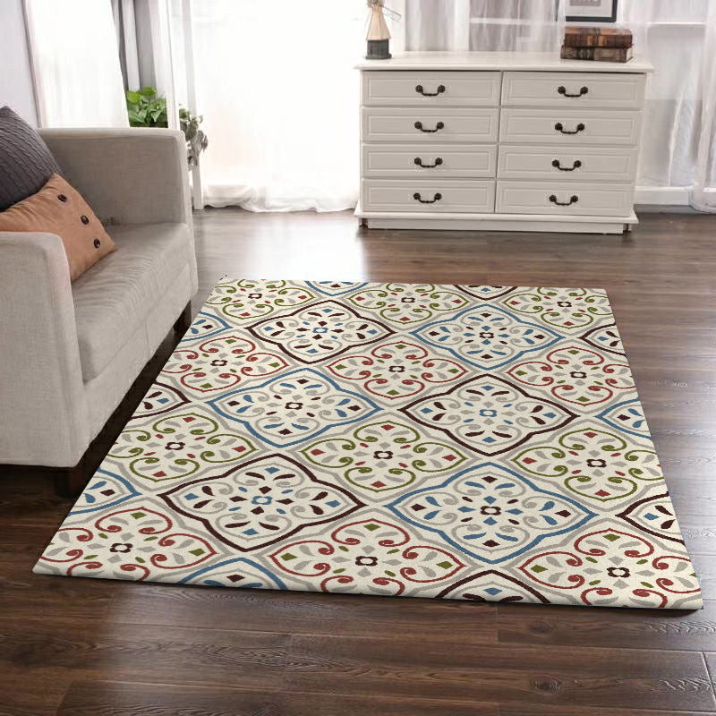 Brehn | Elfenbein Schlafzimmer Teppich Marokkanisches Muster Bereichsteppich Polyester Waschbar Fleckenbeständiger Teppich