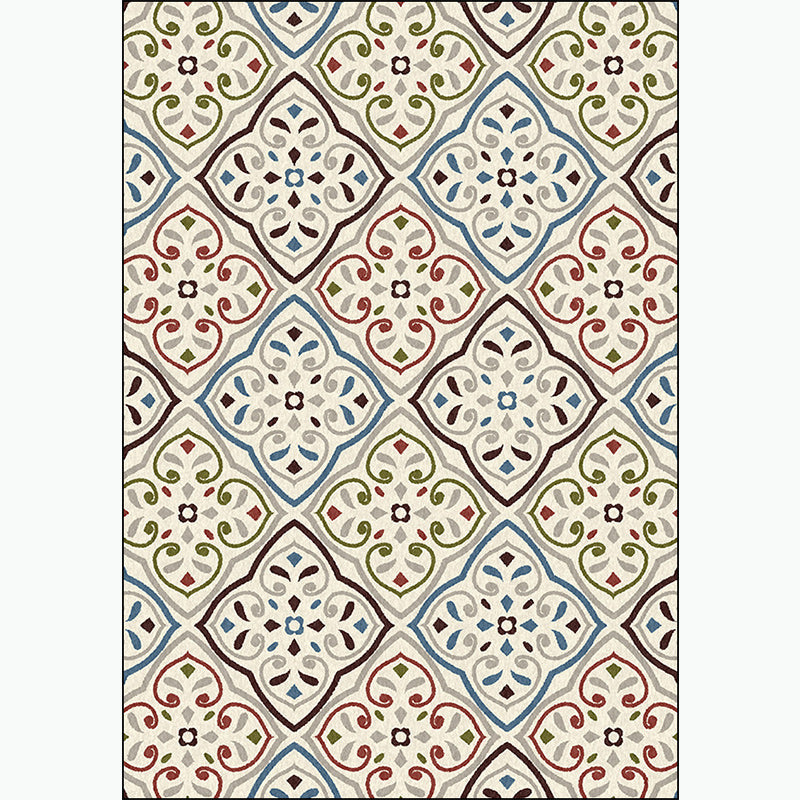 Brehn | Elfenbein Schlafzimmer Teppich Marokkanisches Muster Bereichsteppich Polyester Waschbar Fleckenbeständiger Teppich