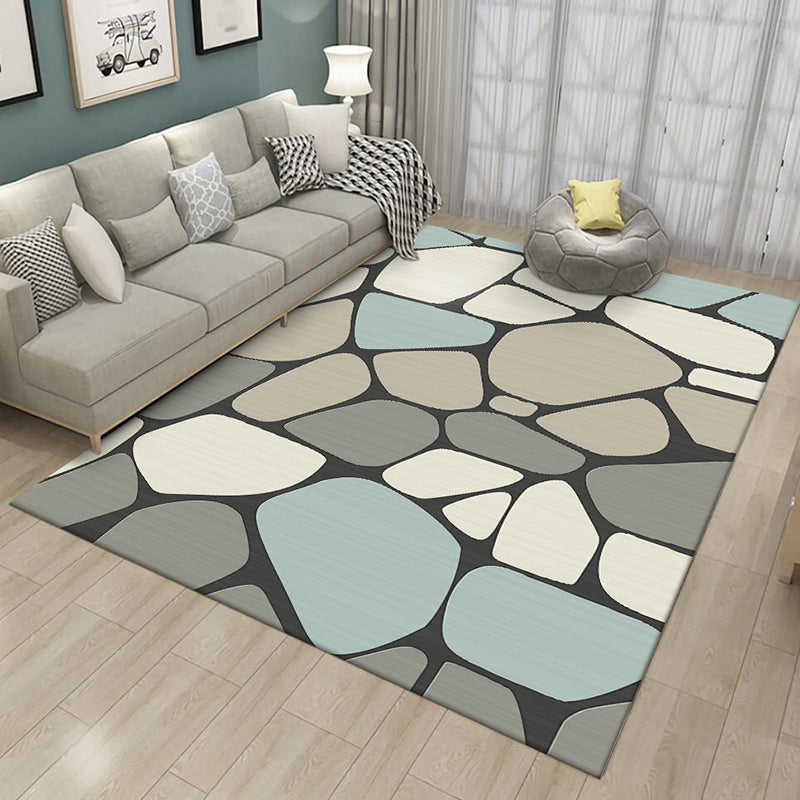 Brehn | Nieuwigheid Woonkamer Tapijt in Grijs Steen Ongelijkmatige Vorm Print Tapijt Polyester Anti-Slip Achterkant Vlekbestendig Gebied Tapijt