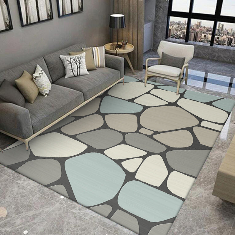 Brehn | Nieuwigheid Woonkamer Tapijt in Grijs Steen Ongelijkmatige Vorm Print Tapijt Polyester Anti-Slip Achterkant Vlekbestendig Gebied Tapijt