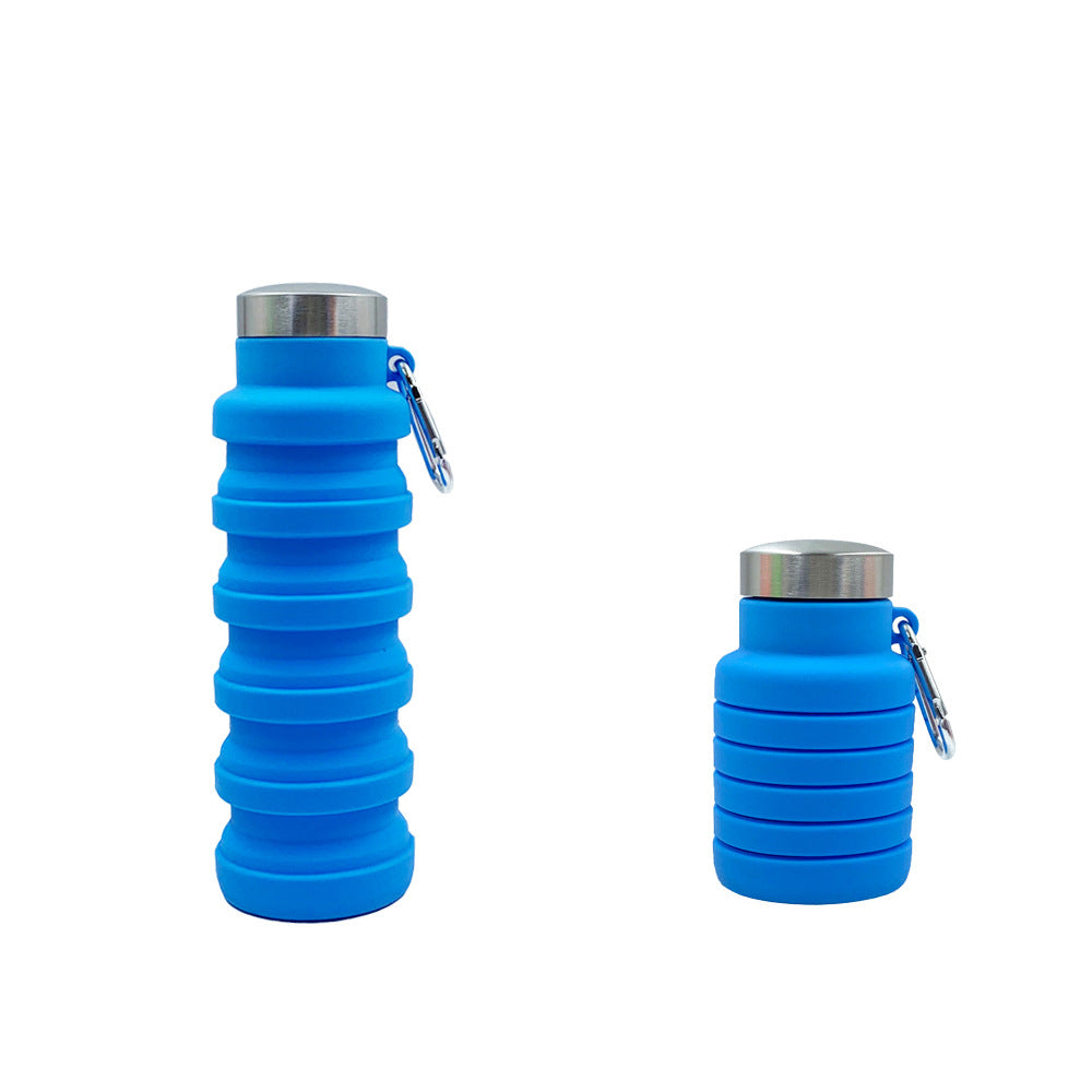 Damen praktische und kompakte Silikon-Trinkflasche mit Karabiner und Edelstahlverschluss Brehn