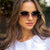 Damen trendige quadratische Sonnenbrille mit luxuriösem Metallrahmen Brehn