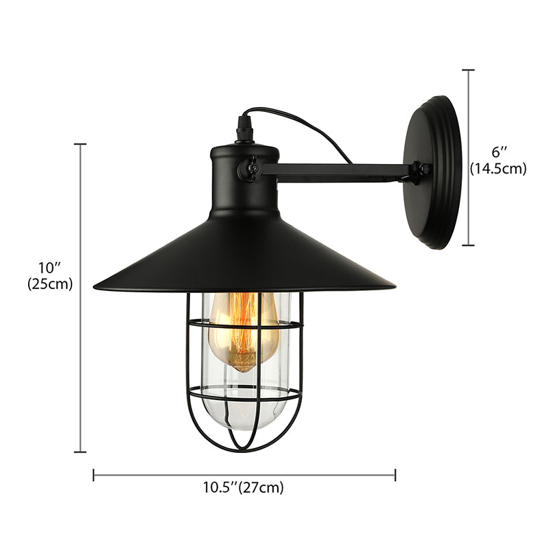 1 Licht Klar Glas Wand Sconce Licht Traditionell Schwarz/Rost Käfig Kaffeehaus Beleuchtung Leuchte | Brehn