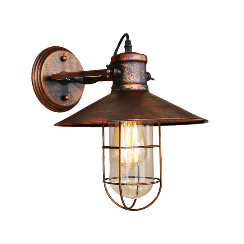 1 Licht Klar Glas Wand Sconce Licht Traditionell Schwarz/Rost Käfig Kaffeehaus Beleuchtung Leuchte | Brehn