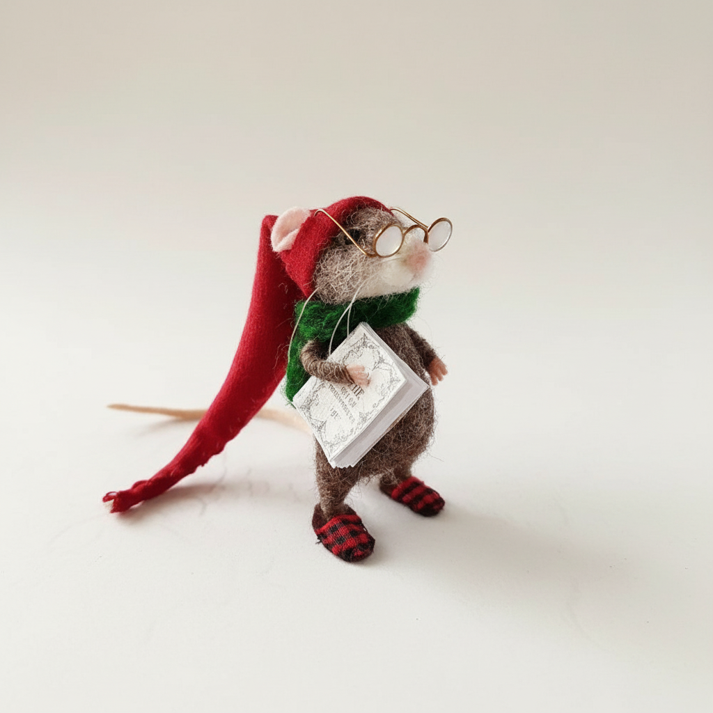 Handgefertigte Filzmaus-Dekoration | Umweltfreundliche Wolle | Weihnachtsschmuck & Geschenk
