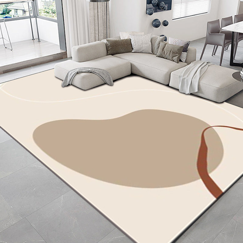 Brehn | Casual Novelty Teppich in Elfenbein Colorblock Linien Muster Teppich Polyester Rutschfester Teppich für Wohnkultur