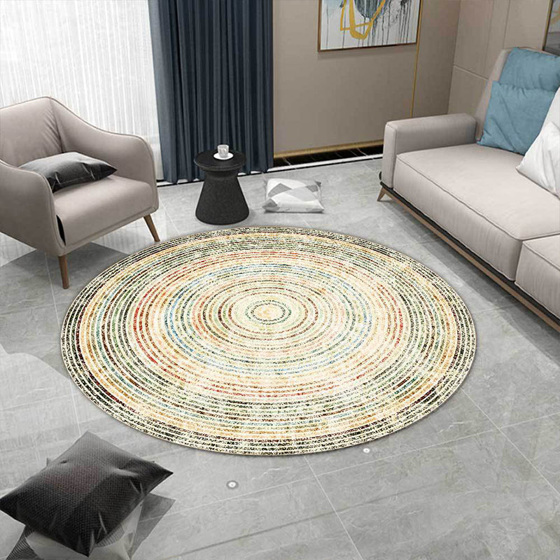 Brehn | Geel Rustiek Tapijt Polyester Concentrische Cirkels Patroon Tapijt Wasbaar Antislip Achterkant Area Tapijt voor Woonkamer