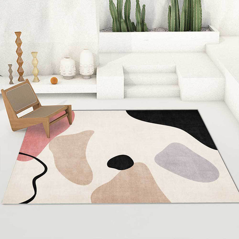 Brehn | Eenvoudig Abstract Kleurvlak Tapijt Beige Multicolor Simpel Tapijt Polyester Machinewasbaar Antislip Vloerkleed voor Slaapkamer