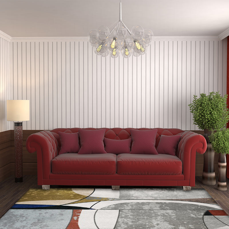 Brehn | Nieuwigheid Abstract Tapijt Grijs en Gouden Polyester Tapijt Wasbaar Antislip Achterkant Gebied Tapijt voor Woonkamer