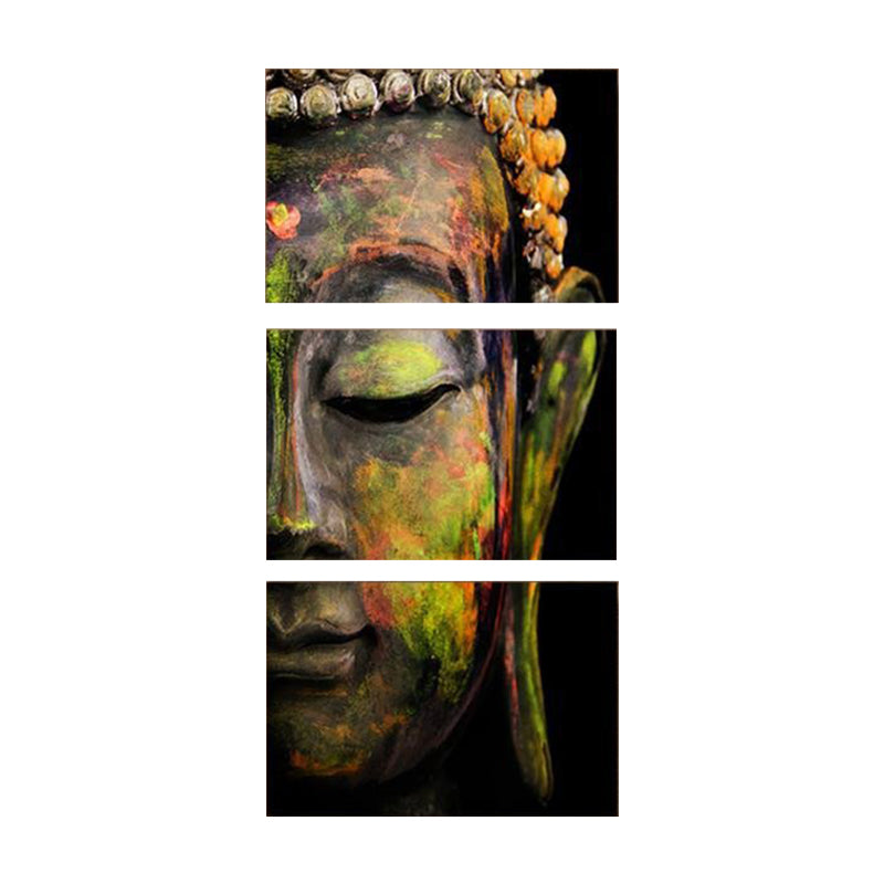 Brehn | Buddha Schilderij Canvas Wanddecoratie für Zuhause Religiöse Wanddekoration in Gelb, Mehrere Stücke
