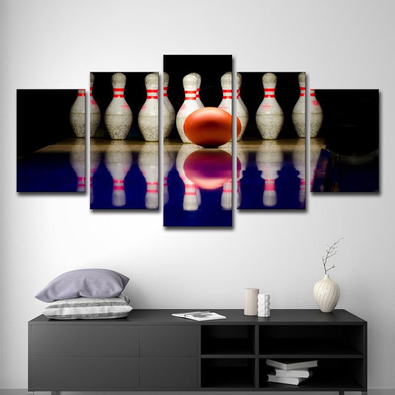 Brehn | Mehrteilige Bowling-Wandkunst Zeitgenössischer Leinwanddruck in Weiß und Schwarz für Zuhause