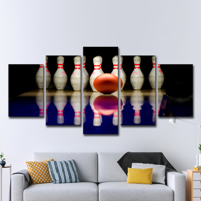 Brehn | Mehrteilige Bowling-Wandkunst Zeitgenössischer Leinwanddruck in Weiß und Schwarz für Zuhause