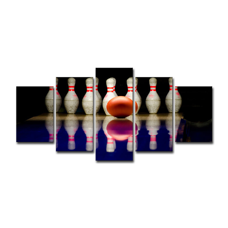 Brehn | Mehrteilige Bowling-Wandkunst Zeitgenössischer Leinwanddruck in Weiß und Schwarz für Zuhause