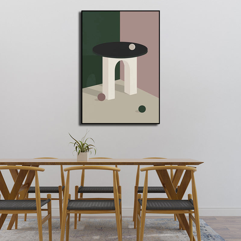 Brehn | Ball und Patio Wandkunst für Schlafzimmer Architektur Leinwanddruck in Pink, Texturierte Oberfläche