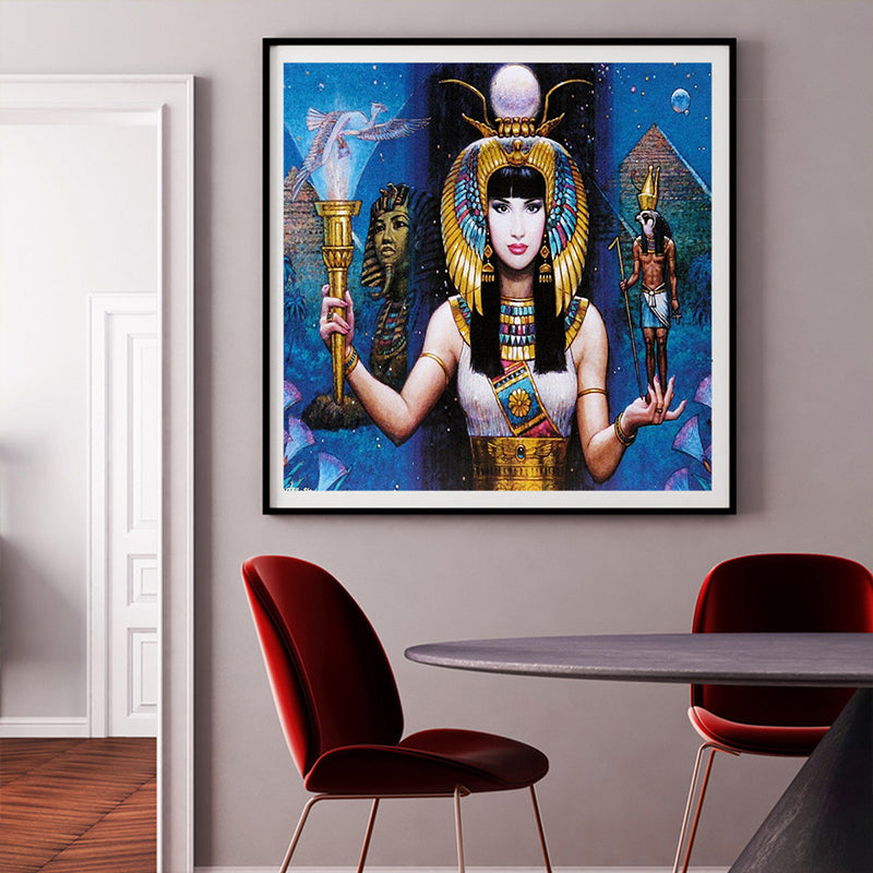 Brehn | Texturierte Ägypten Frauen Kunstprint Leinwand Zeitgenössische Wanddekoration im Esszimmer
