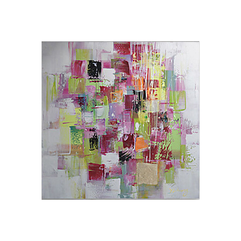 Brehn | Abstract Mozaïek Schilderij Rood en Groen Hedendaagse Kunst Canvas Print voor Woonkamer