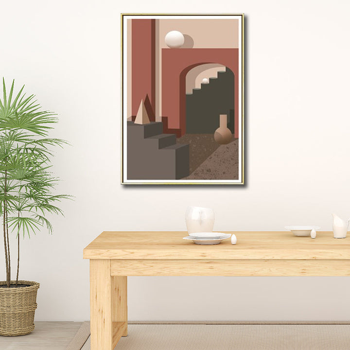 Brehn | Moderne Booggang Canvas Pastelkleur Stilleven Geometrische Muurkunst Decor voor Thuis