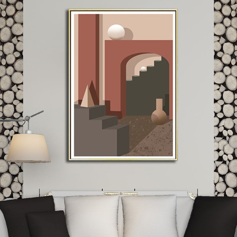 Brehn | Moderne Booggang Canvas Pastelkleur Stilleven Geometrische Muurkunst Decor voor Thuis