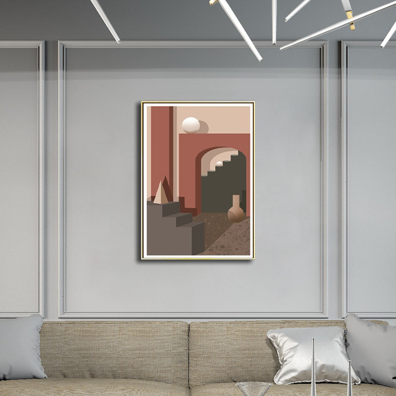 Brehn | Moderne Booggang Canvas Pastelkleur Stilleven Geometrische Muurkunst Decor voor Thuis