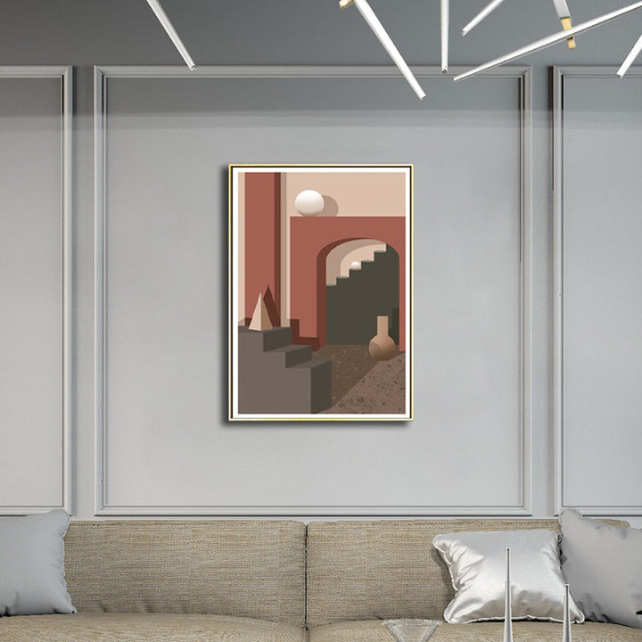Brehn | Moderne Booggang Canvas Pastelkleur Stilleven Geometrische Muurkunst Decor voor Thuis
