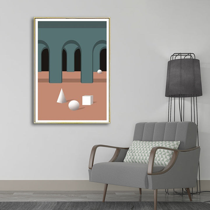 Brehn | Moderne Booggang Canvas Pastelkleur Stilleven Geometrische Muurkunst Decor voor Thuis