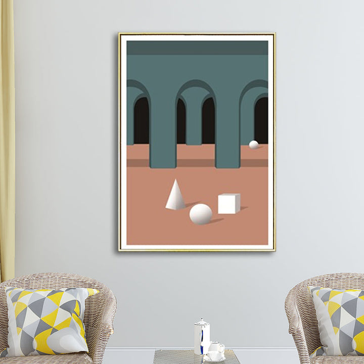 Brehn | Moderne Booggang Canvas Pastelkleur Stilleven Geometrische Muurkunst Decor voor Thuis