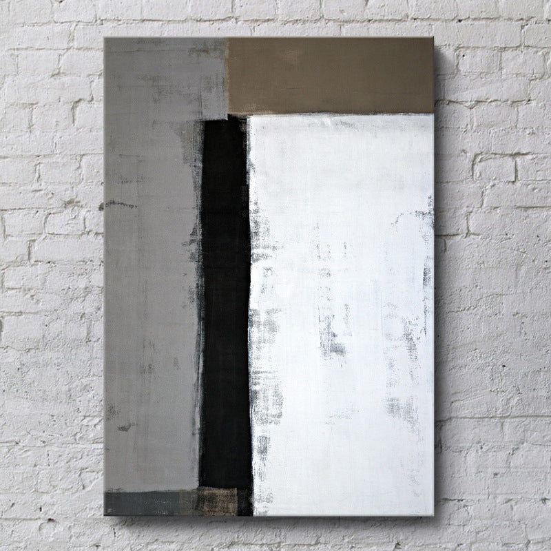 Brehn | Minimalistische Wandkunst Weiße und Graue Farbblock Gemälde Leinwanddruck für Zuhause Flur