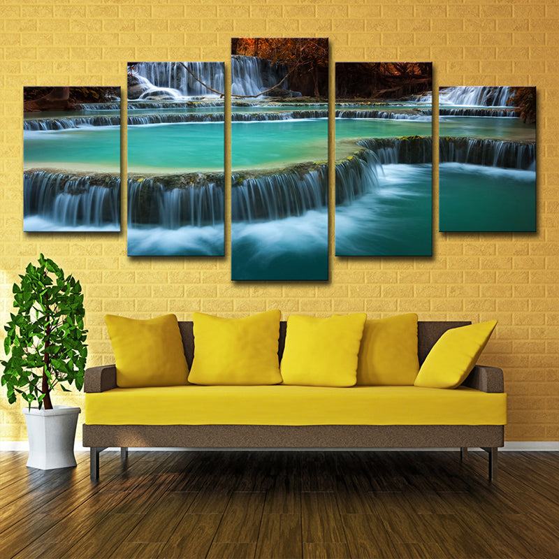Brehn | Aqua Cascade Lente Water Canvas Kunst Multi-Stuk Wanddecoratie voor Woonkamer