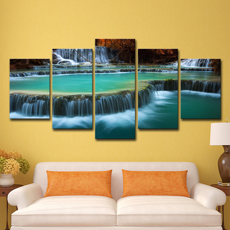 Brehn | Aqua Cascade Lente Water Canvas Kunst Multi-Stuk Wanddecoratie voor Woonkamer