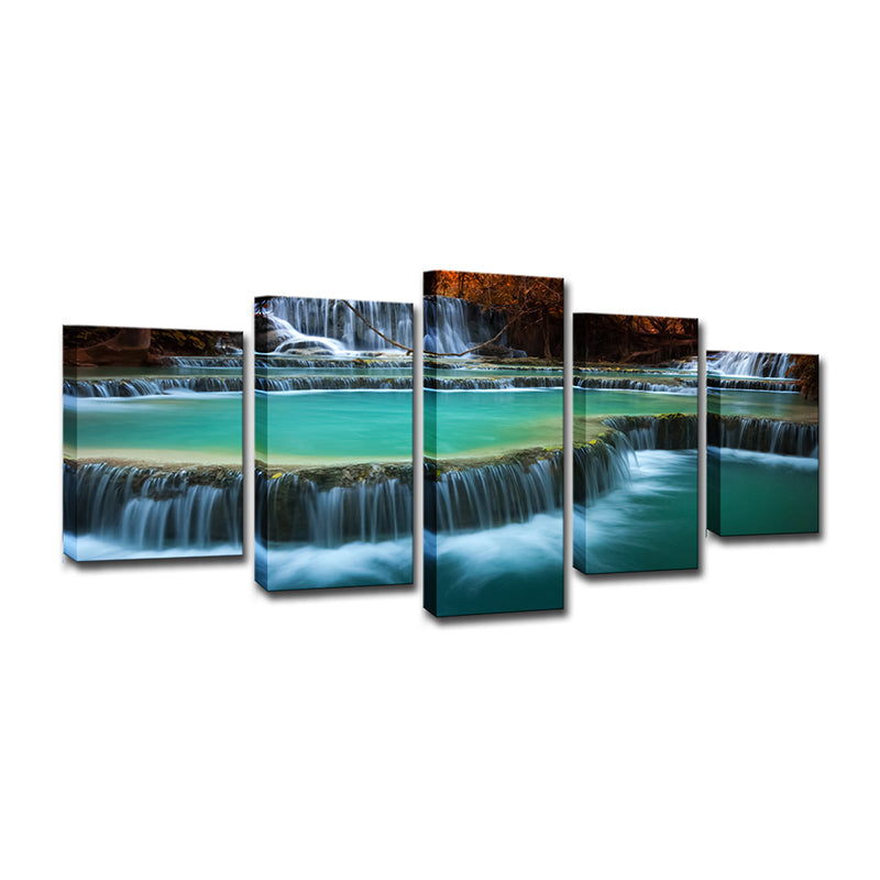 Brehn | Aqua Cascade Lente Water Canvas Kunst Multi-Stuk Wanddecoratie voor Woonkamer