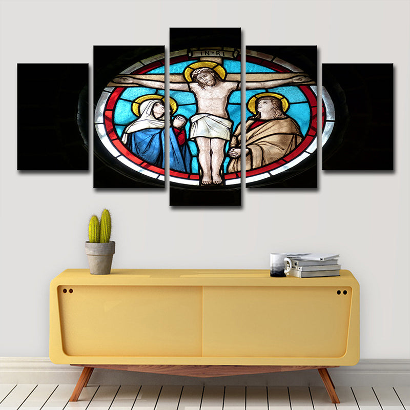 Brehn | Schwarze religiöse Leinwandkunst Kreuz von Jesus Christus modernes Mehrteiliges Wanddekor für zuhause
