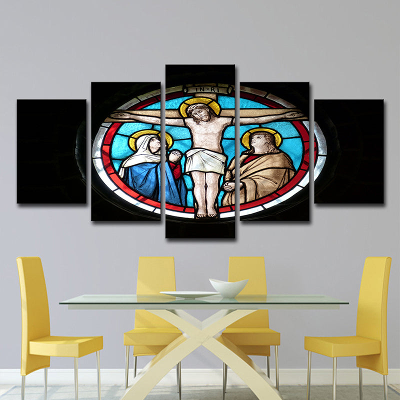 Brehn | Schwarze religiöse Leinwandkunst Kreuz von Jesus Christus modernes Mehrteiliges Wanddekor für zuhause